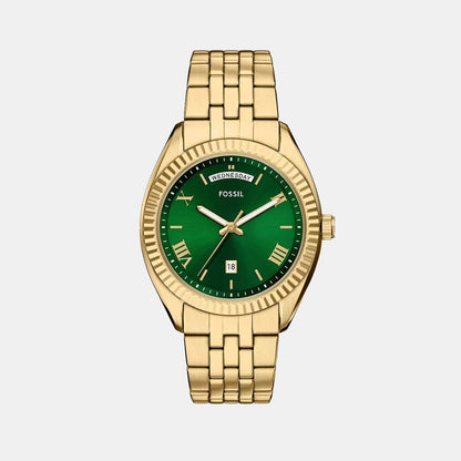 Fossil Campbell Men Quartz Green Dial Analog Stainless Steel Watch Fs6142