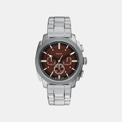 Fossil Machine Men Quartz Brown Dial Chronograph Stainless Steel Watch Fs6144