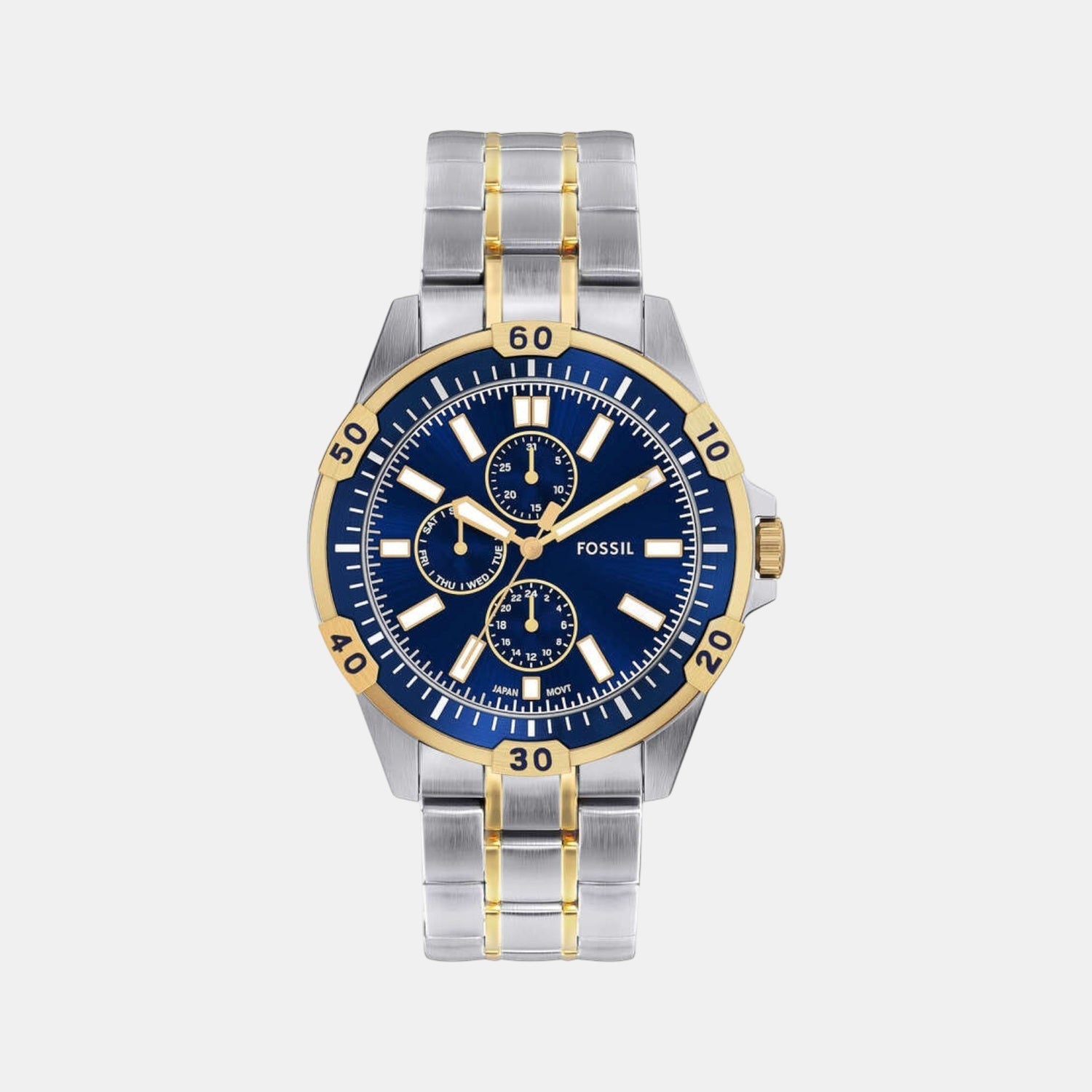 Fossil Garrett Men Quartz Blue Dial Multi-Function Stainless Steel Watch Fs6146