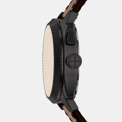 Fossil Machine Big Tic Men Quartz Black Dial Analog-Digital Leather Watch Fs6165