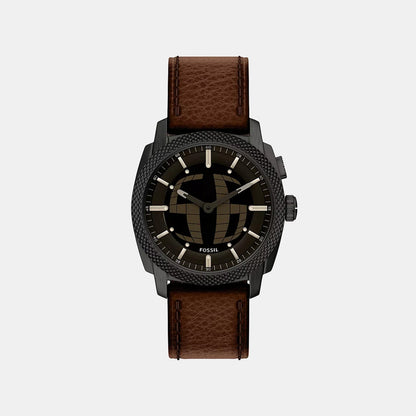 Fossil Machine Big Tic Men Quartz Black Dial Analog-Digital Leather Watch Fs6165
