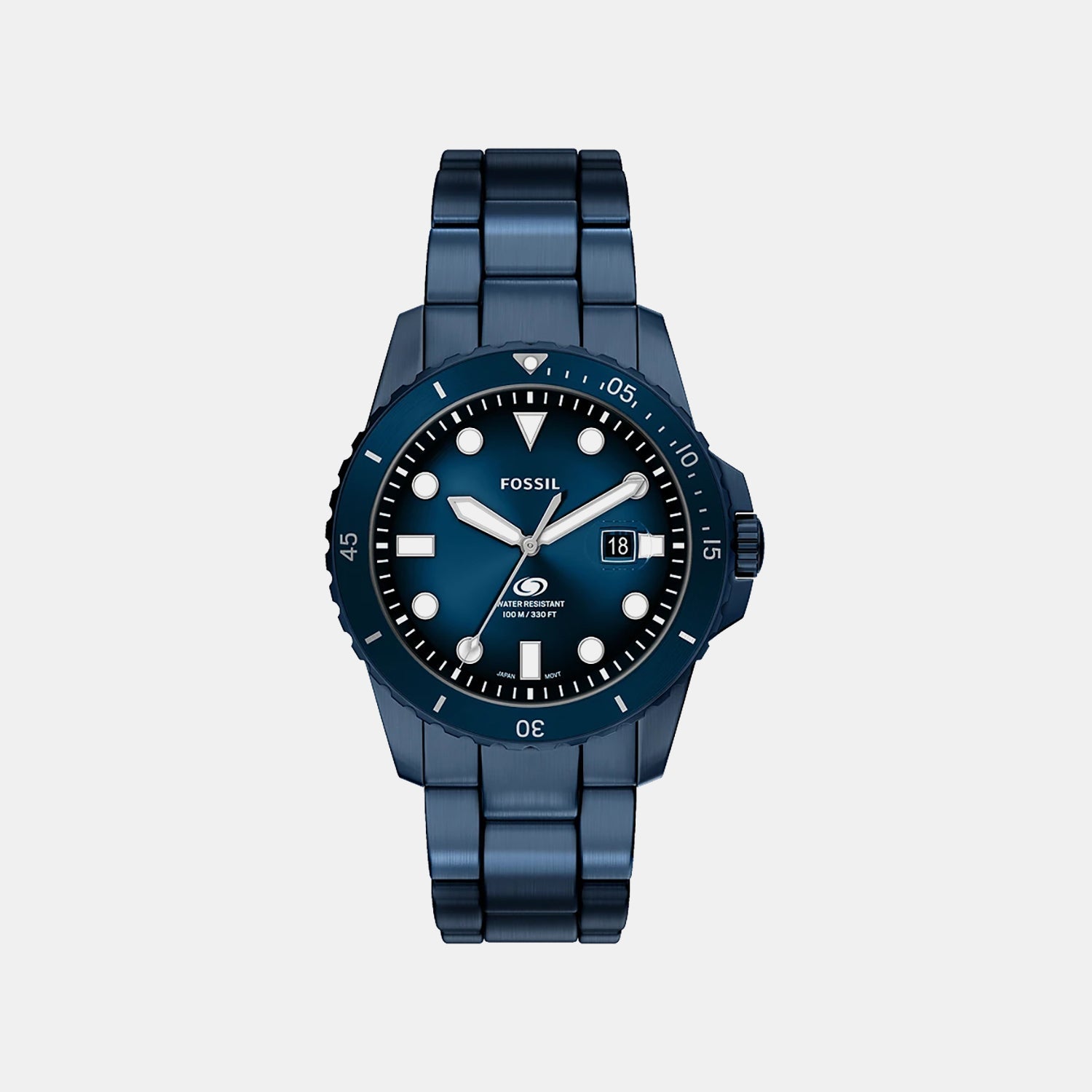 Fossil Blue Dive Men Quartz Blue Dial Analog Stainless Steel Watch Fs6166
