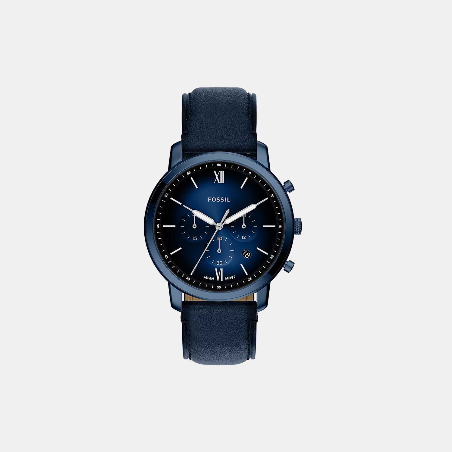 Fossil Neutra Men Quartz Blue Dial Chronograph Leather Watch Fs6168