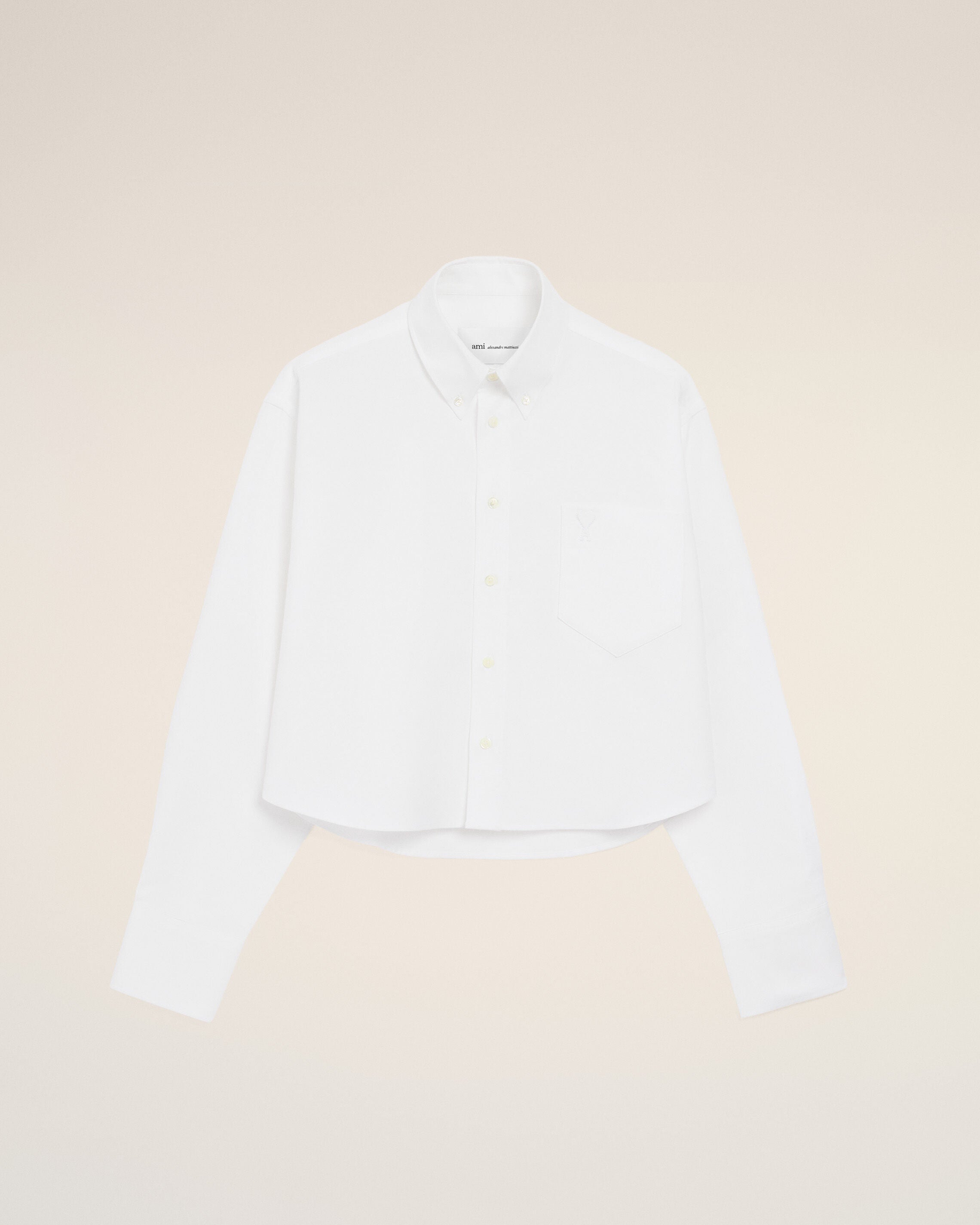 White Cotton Cropped Embossed Ami De Coeur Shirt Women's