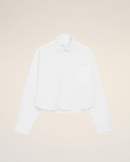 White Cotton Cropped Embossed Ami De Coeur Shirt Women's