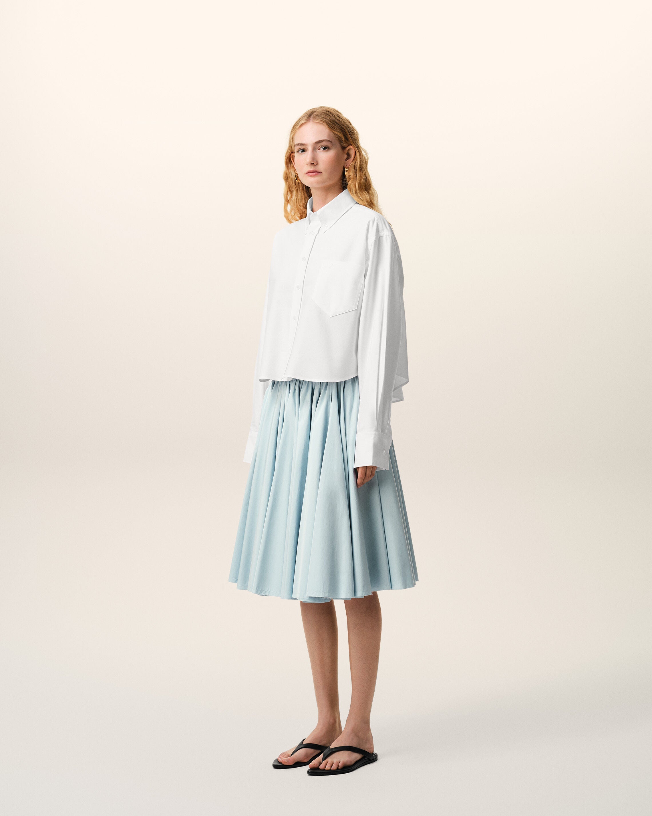 White Cotton Cropped Embossed Ami De Coeur Shirt Women's