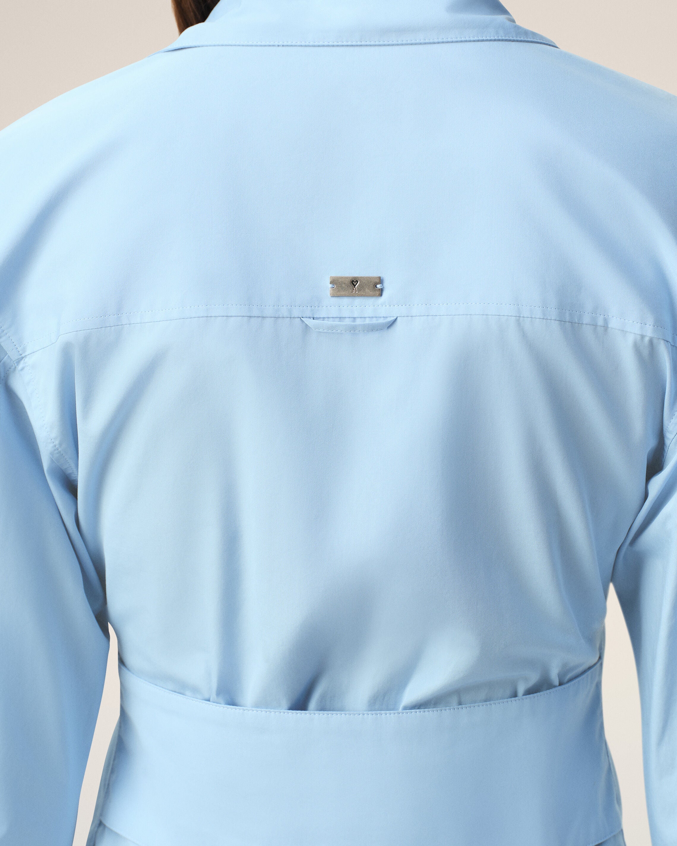 AmiParis Blue Cotton Sharp Collar Fitted Shirt Women's