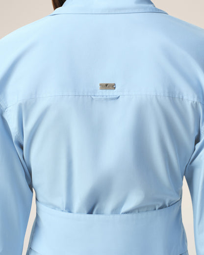 AmiParis Blue Cotton Sharp Collar Fitted Shirt Women's