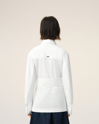 AmiParis White Cotton Sharp Collar Fitted Shirt Women's