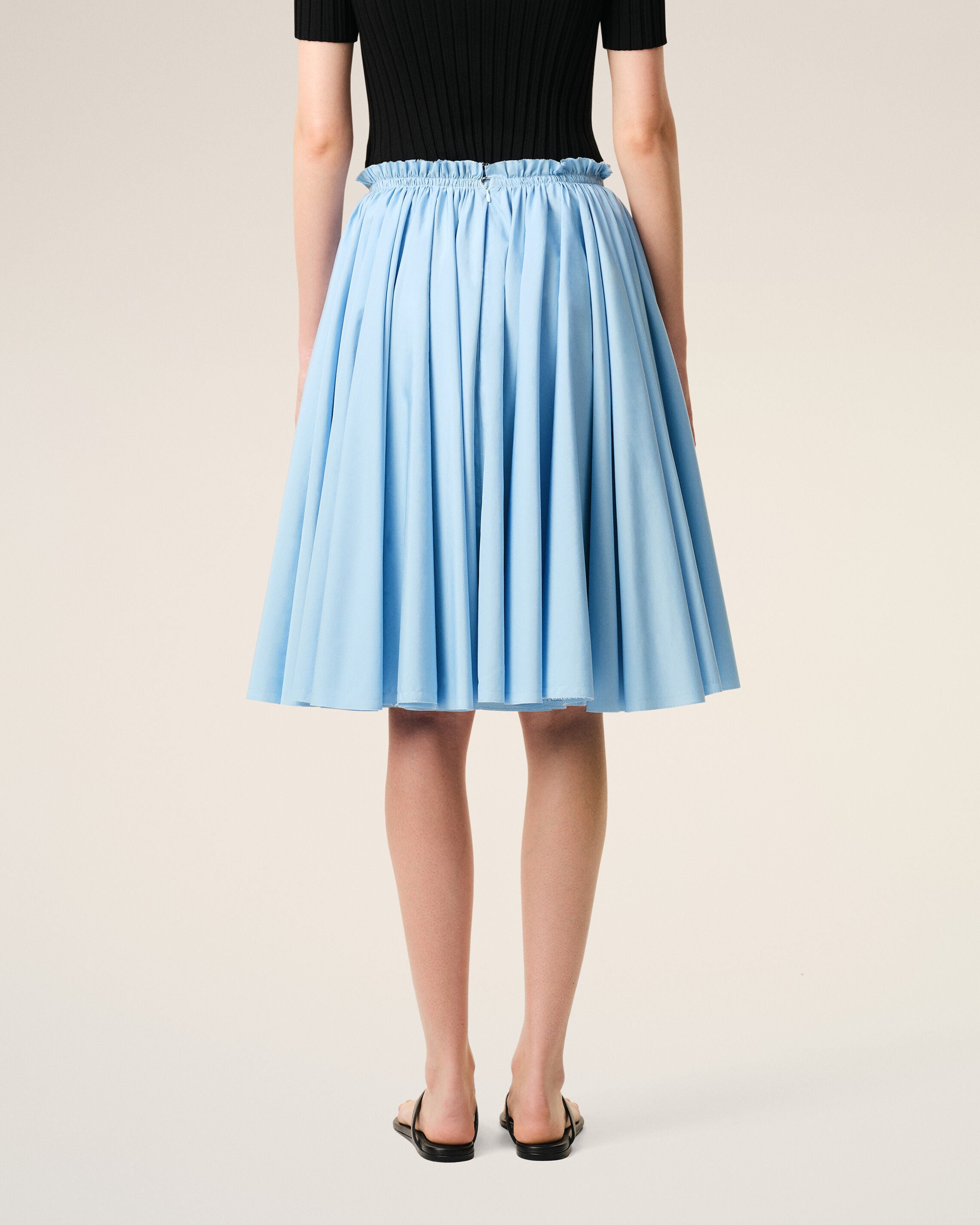 AmiParis Blue Cotton Midi Corolla Skirt Women's