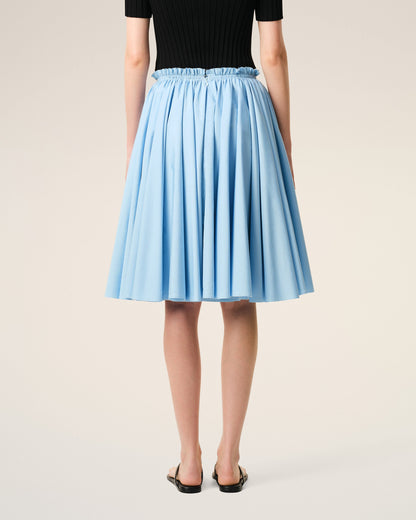 AmiParis Blue Cotton Midi Corolla Skirt Women's