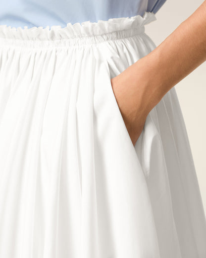 AmiParis White Cotton Midi Corolla Skirt Women's