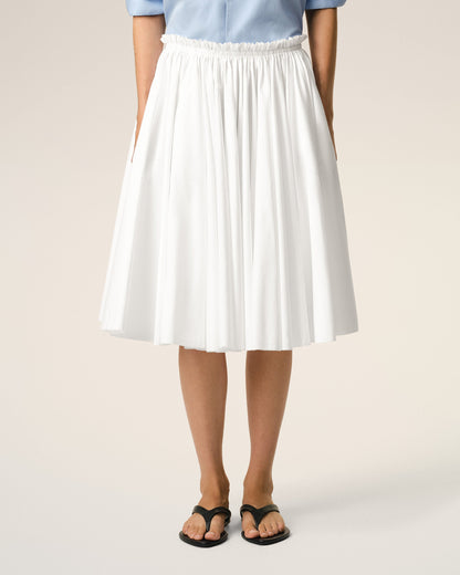 AmiParis White Cotton Midi Corolla Skirt Women's
