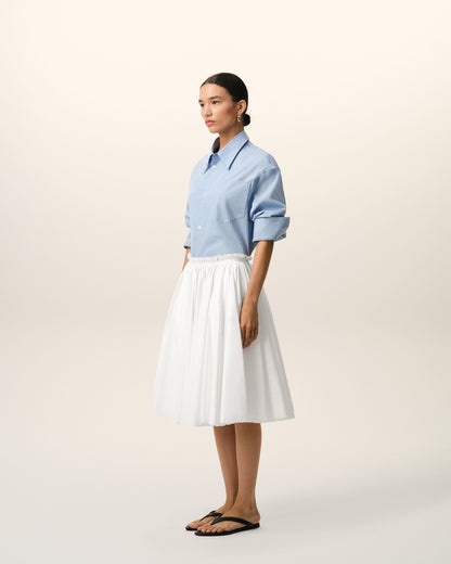 AmiParis White Cotton Midi Corolla Skirt Women's