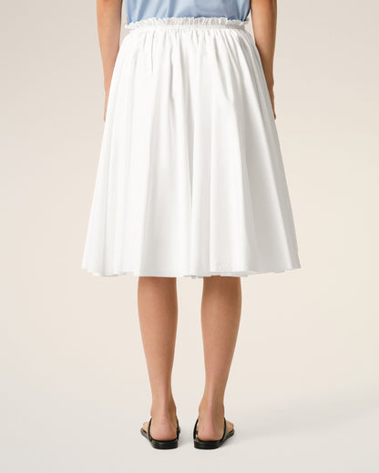 AmiParis White Cotton Midi Corolla Skirt Women's