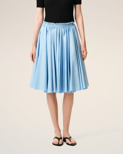 AmiParis Blue Cotton Midi Corolla Skirt Women's