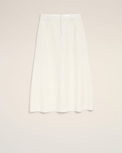AmiParis White Blended Linen Tailor Construction Long Trapeze Skirt Women's