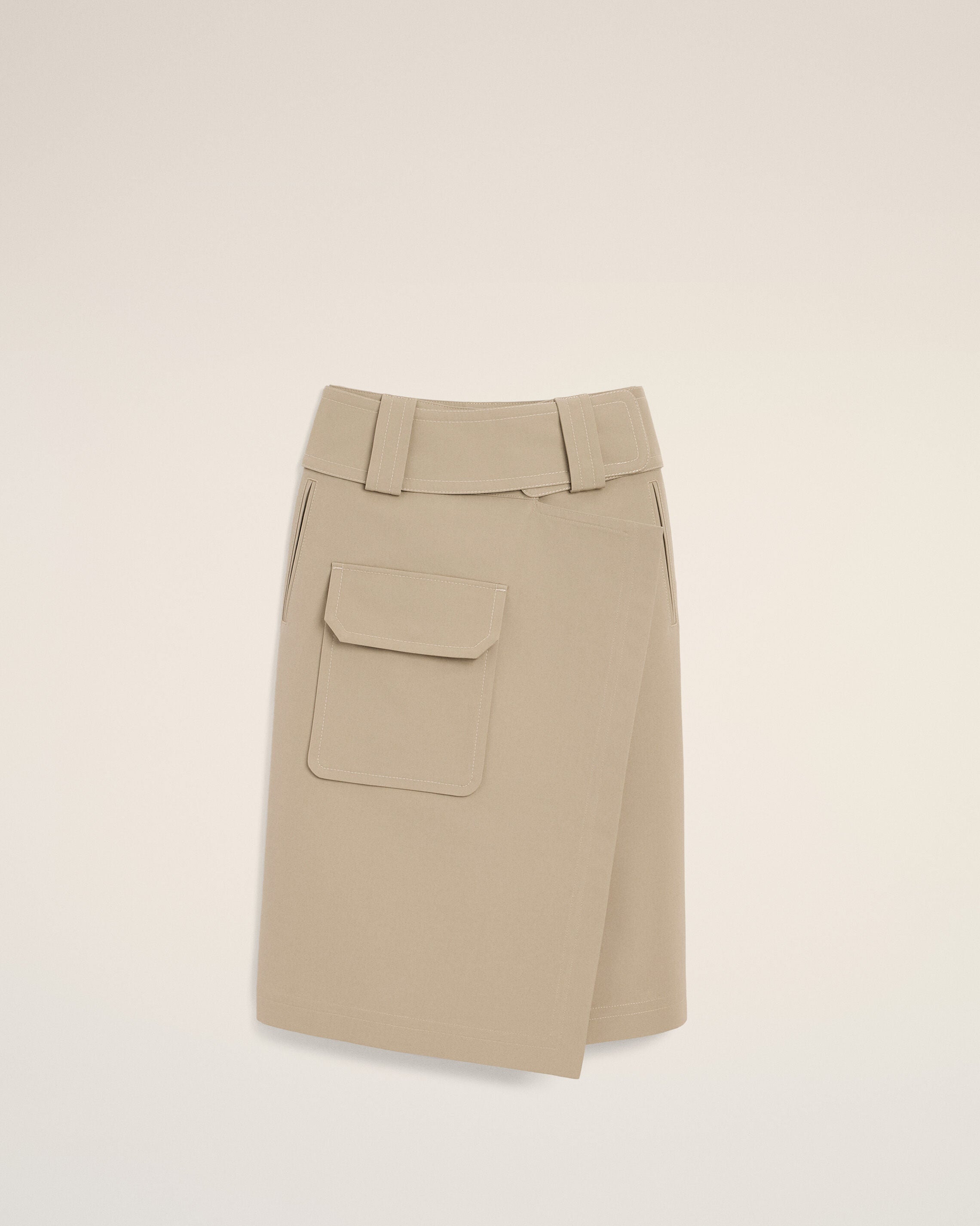 AmiParis Beige Cotton Wrap Skirt Women's