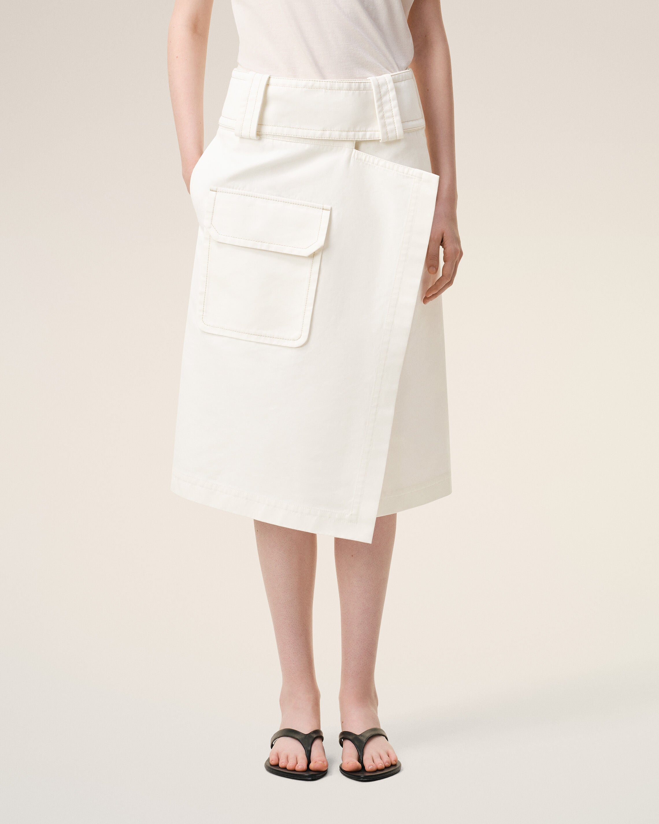 AmiParis White Cotton Wrap Skirt Women's