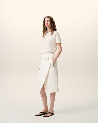 AmiParis White Cotton Wrap Skirt Women's
