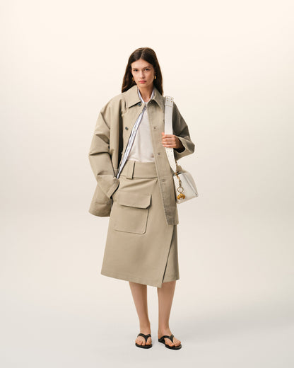 AmiParis Beige Cotton Wrap Skirt Women's