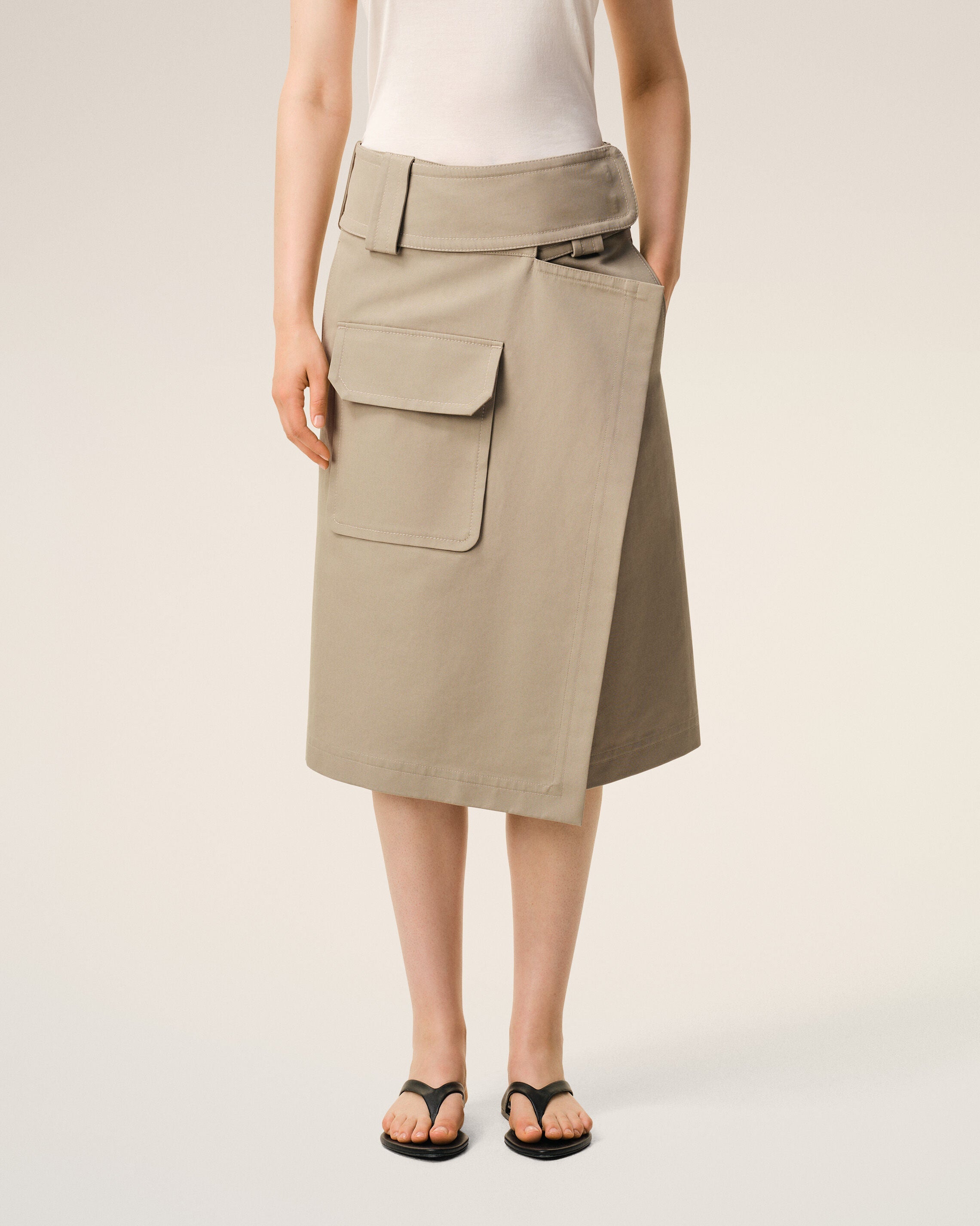 AmiParis Beige Cotton Wrap Skirt Women's