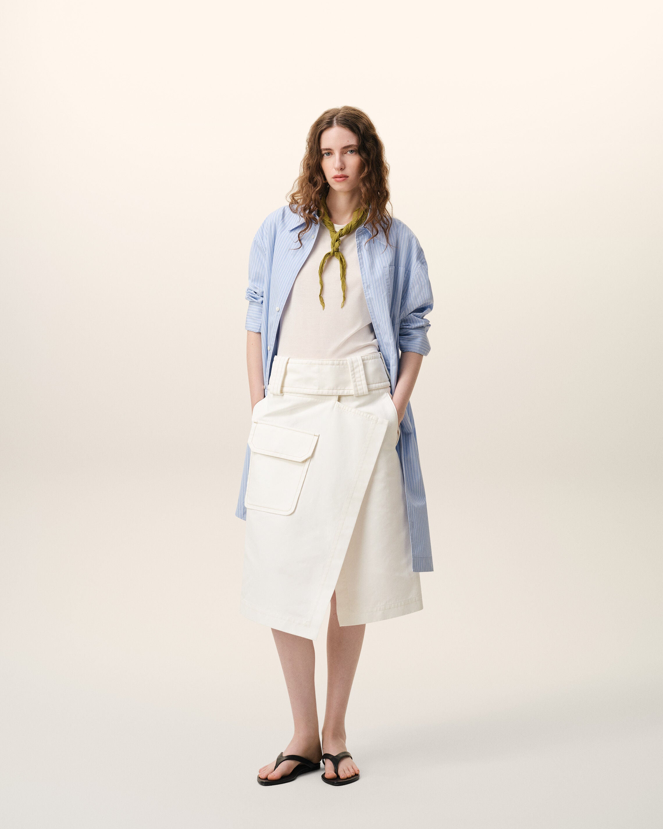 AmiParis White Cotton Wrap Skirt Women's