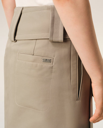 AmiParis Beige Cotton Wrap Skirt Women's