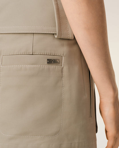 AmiParis Beige Cotton Wrap Mini Skirt Women's