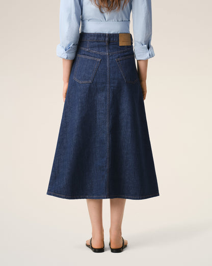 AmiParis Blue Cotton Long Skirt Women's
