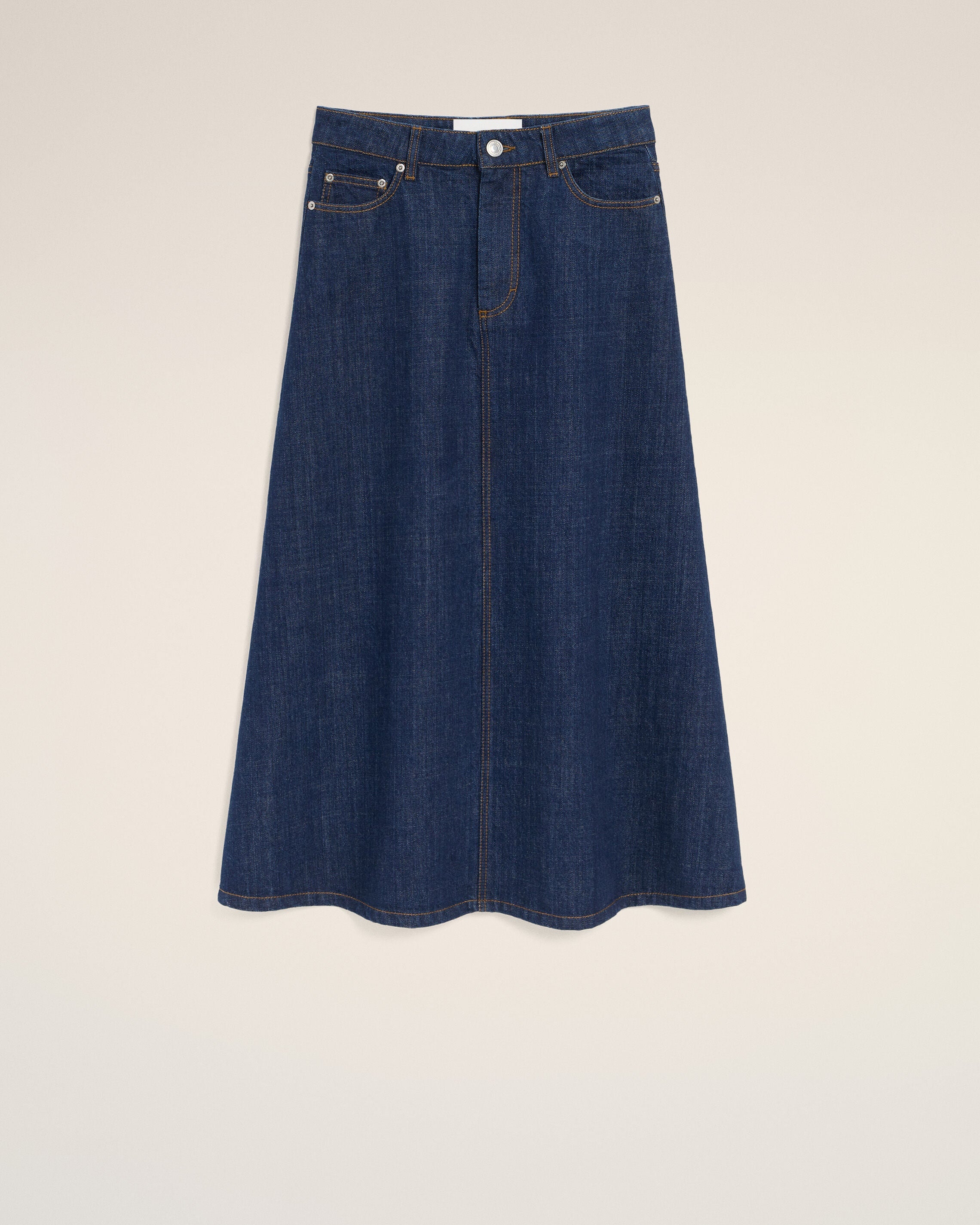 AmiParis Blue Cotton Long Skirt Women's