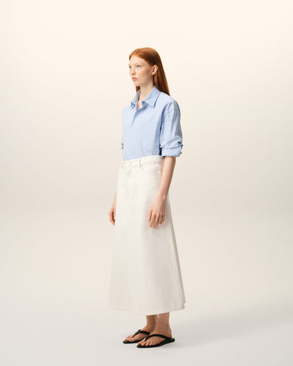AmiParis White Denim Long Skirt Women's