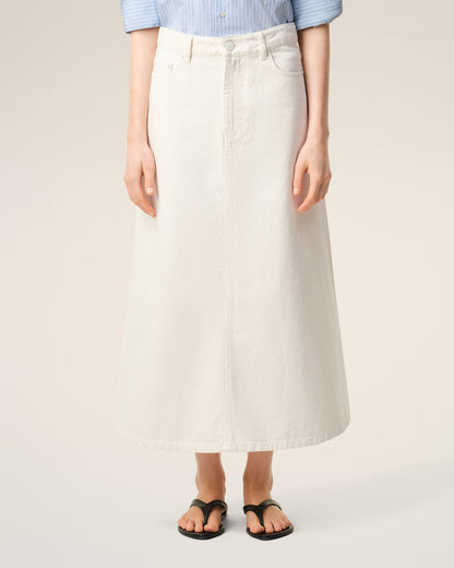 AmiParis White Denim Long Skirt Women's