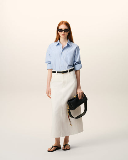 AmiParis White Denim Long Skirt Women's
