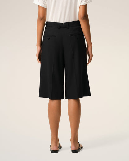 AmiParis Black New Wool Low Waist Wide Bermuda Shorts Women's