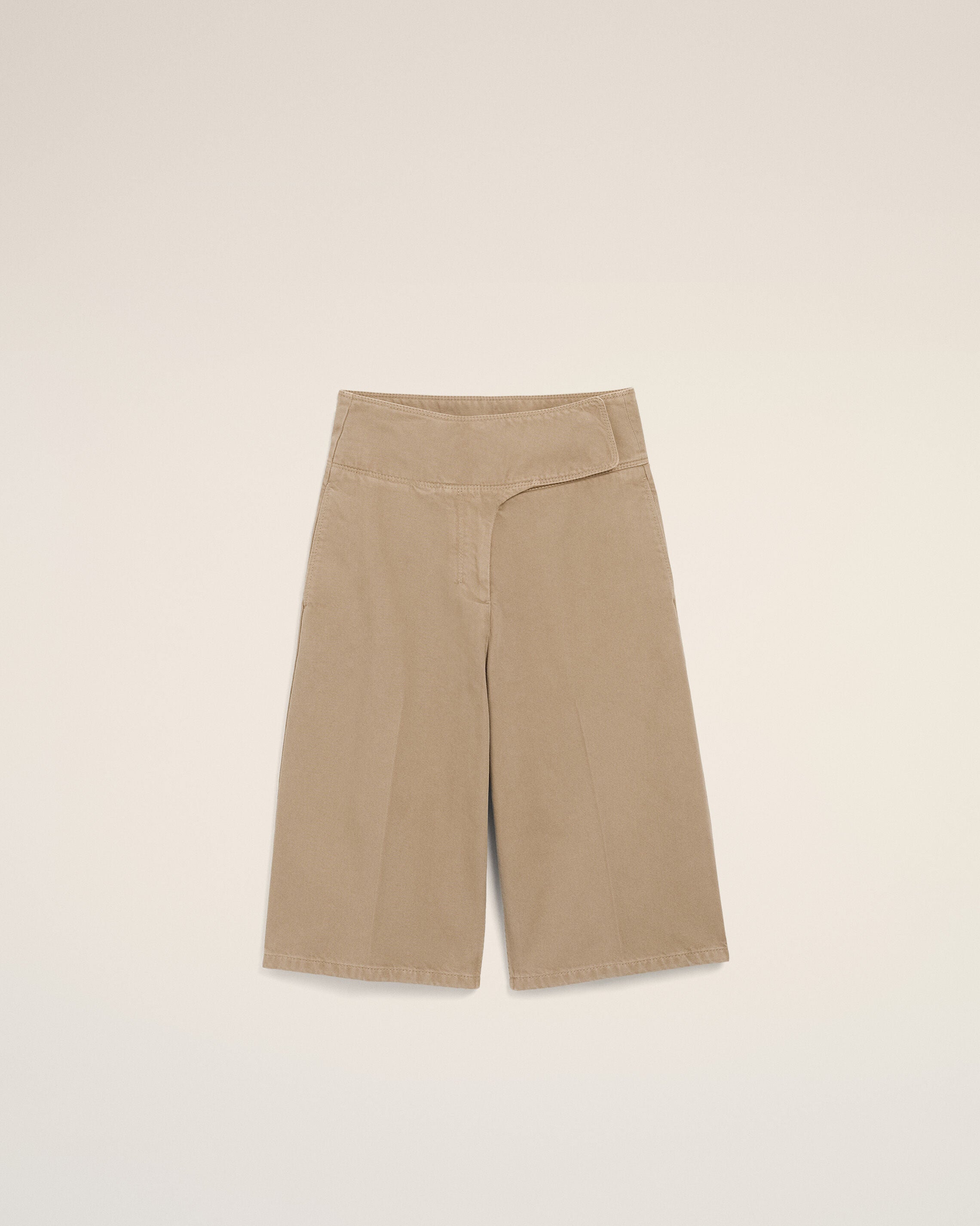 AmiParis Beige Cotton Wrapped Belted Bermuda Shorts Women's