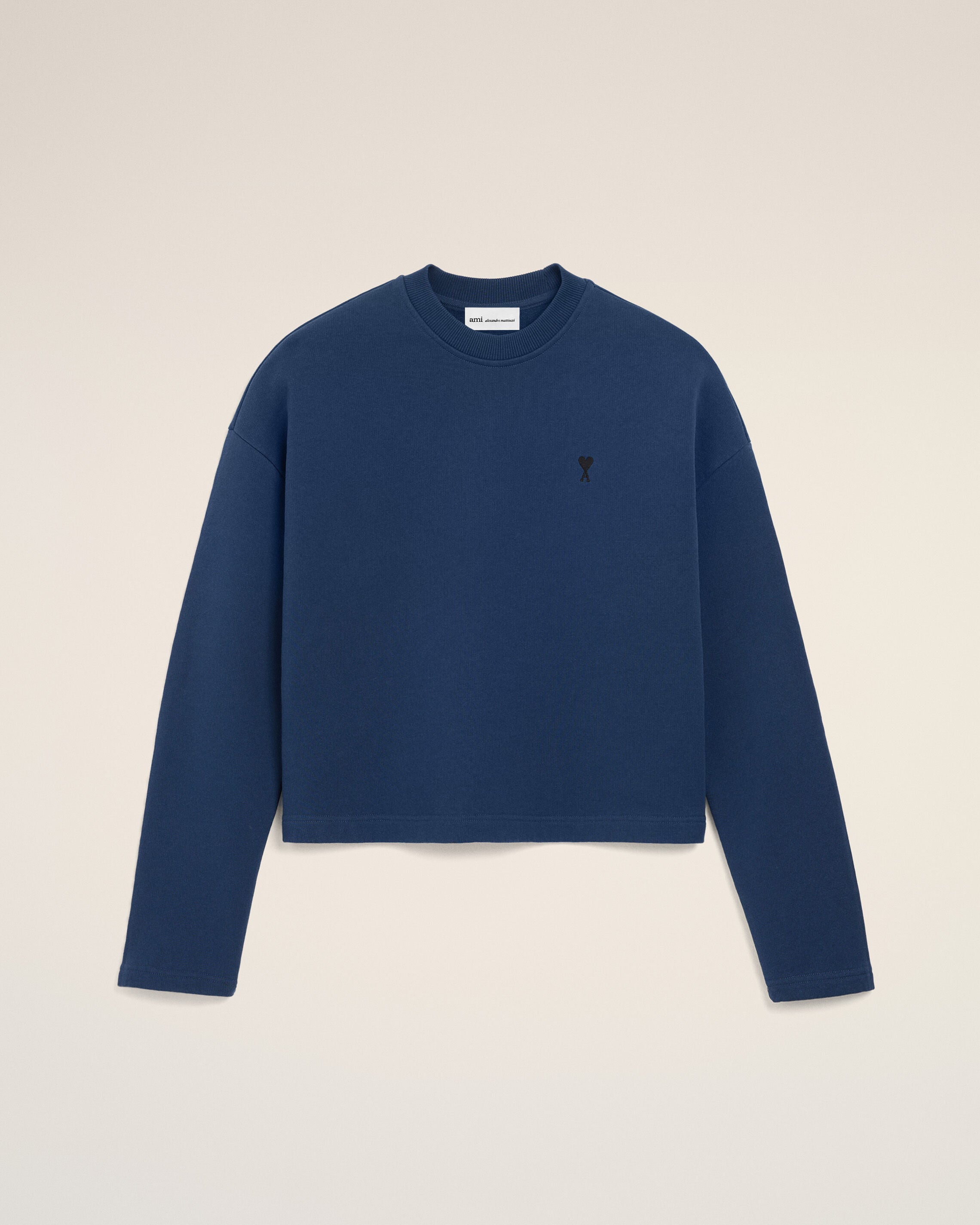 Blue Cotton Ami De Coeur Cropped Sweatshirt Women's