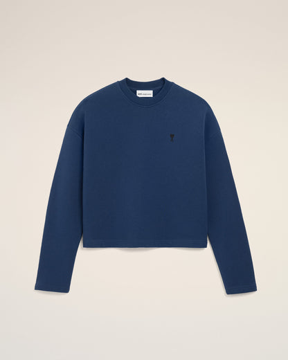 Blue Cotton Ami De Coeur Cropped Sweatshirt Women's