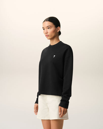 Black Cotton Ami De Coeur Cropped Sweatshirt Women's