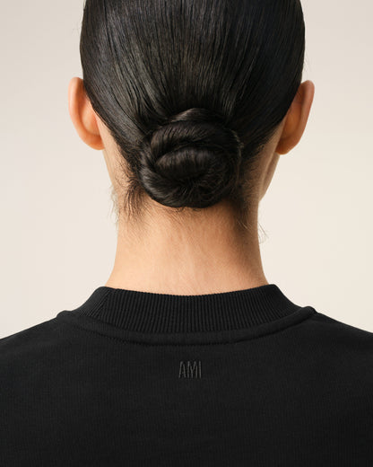 Black Cotton Ami De Coeur Cropped Sweatshirt Women's