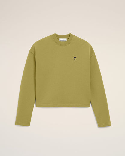Green Cotton Ami De Coeur Cropped Sweatshirt Women's