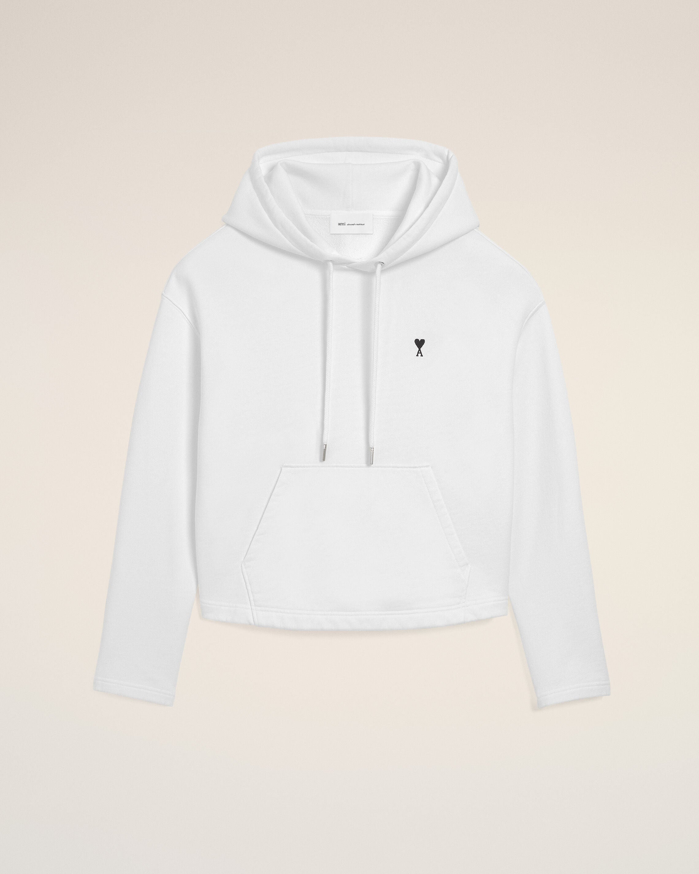 White Cotton Ami De Coeur Cropped Hoodie Women's
