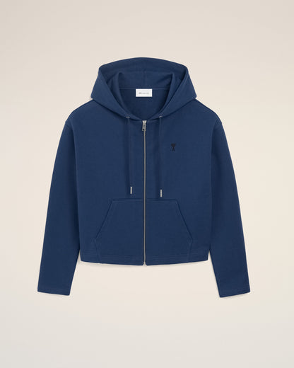 Blue Cotton Ami De Coeur Zipped Hoodie Women's