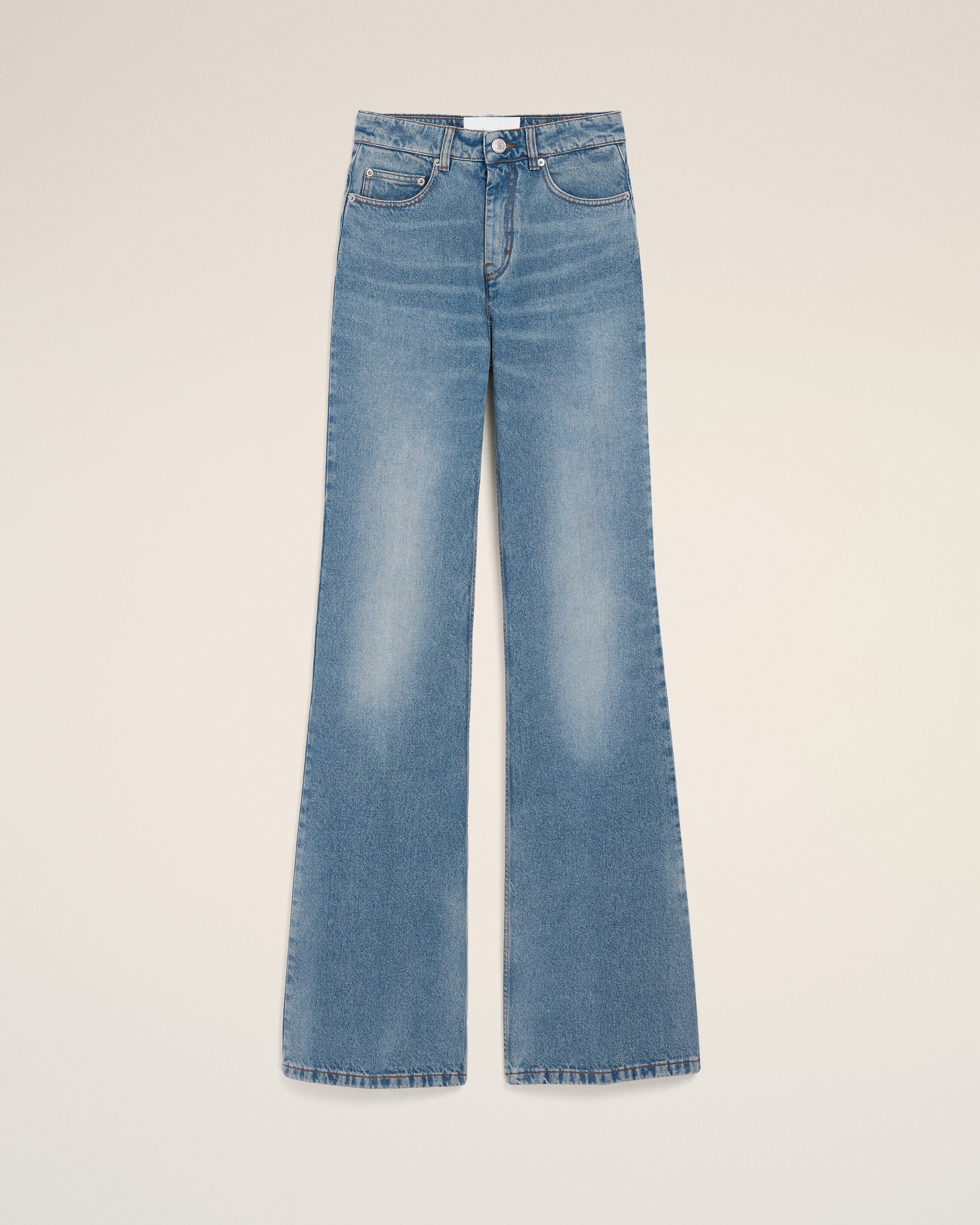 AmiParis Blue Cotton Flare Fit Jeans Women's