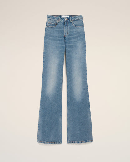 AmiParis Blue Cotton Flare Fit Jeans Women's