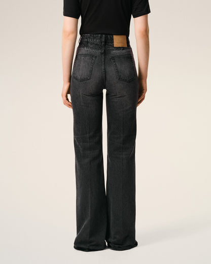 AmiParis Black Cotton Flare Fit Jeans Women's