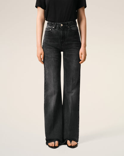 AmiParis Black Cotton Flare Fit Jeans Women's