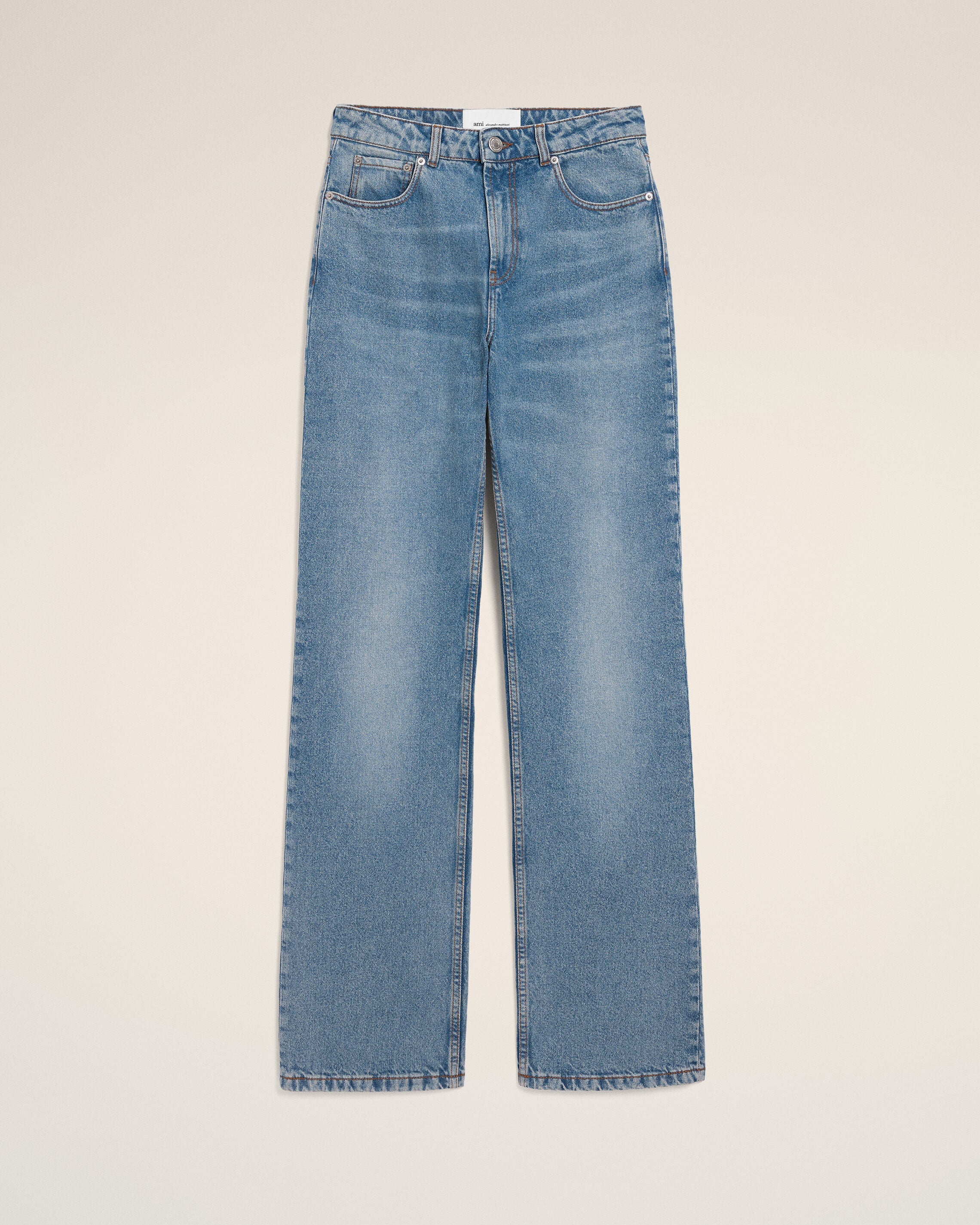 AmiParis Blue Cotton Large Fit Jeans Women's