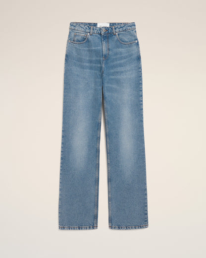 AmiParis Blue Cotton Large Fit Jeans Women's