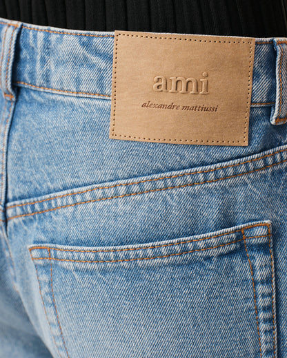 AmiParis Blue Cotton Large Fit Jeans Women's